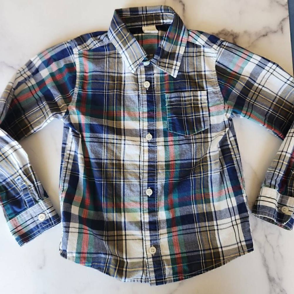 Crazy 8 button up dress shirt plaid excellent condition 100% cotton long sleeve